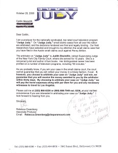 letter from Judge Judy